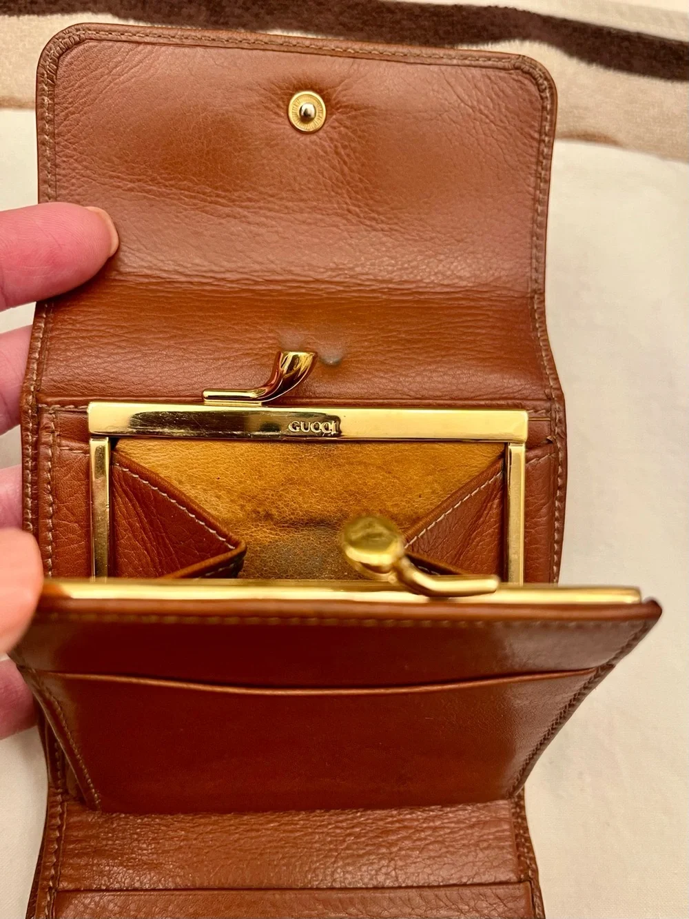 Gucci Vintage Bamboo Leather Bifold Wallet